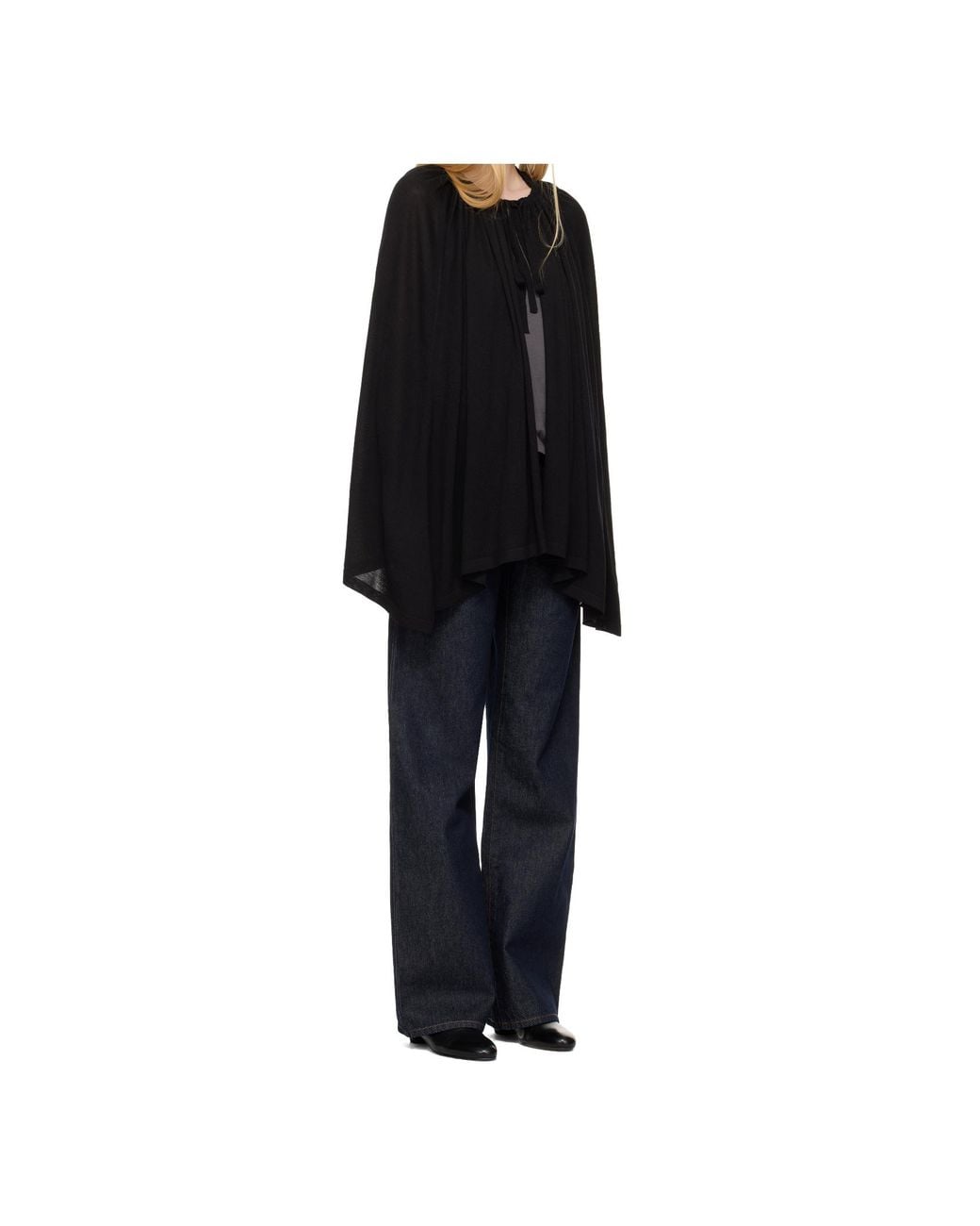 Totême  Black Totême Gathered Drawstring Cape