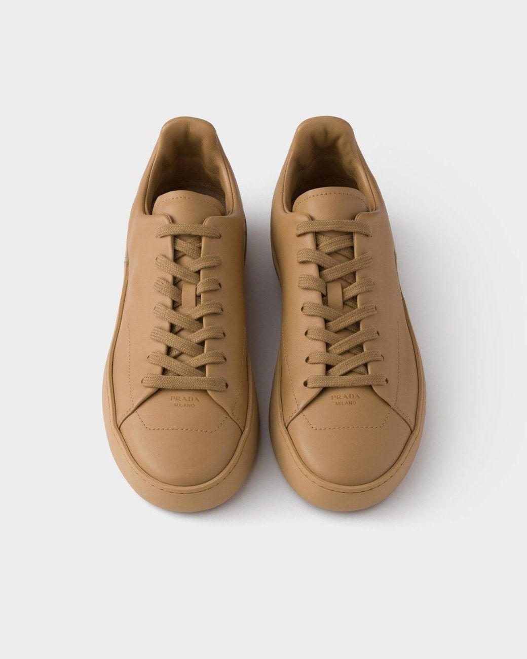 Prada Natural Lace-Up Sneakers