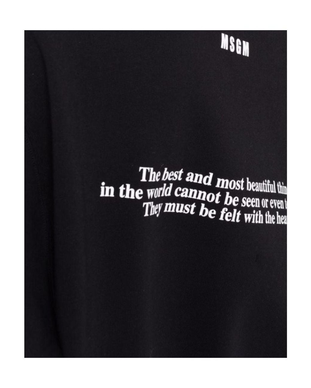 MSGM Black Slogan Print Silhouette Hoodie