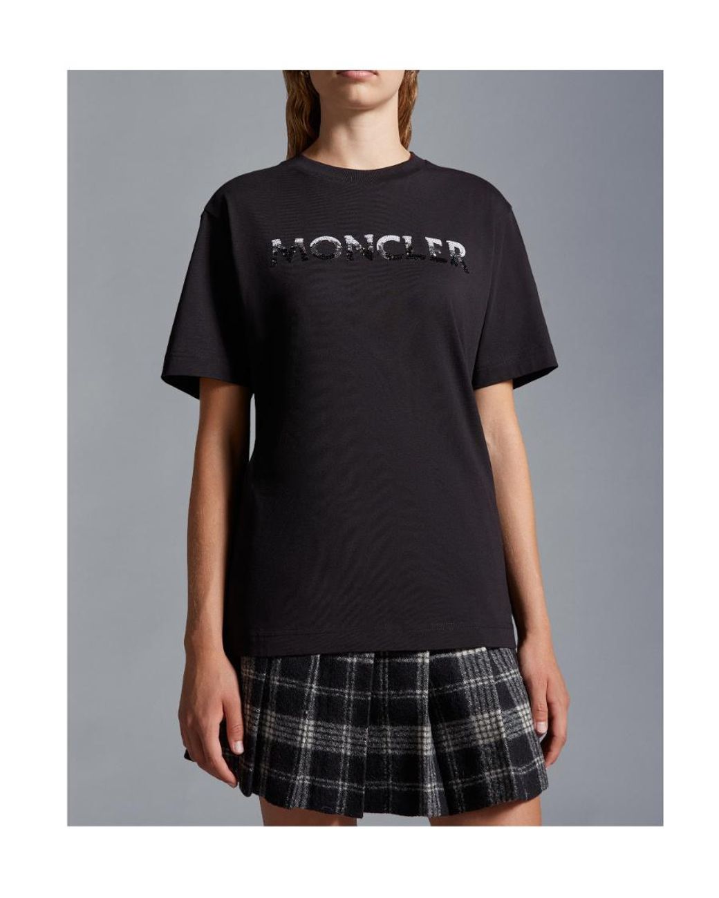Moncler Black Logo Embellished Crewneck T-Shirt