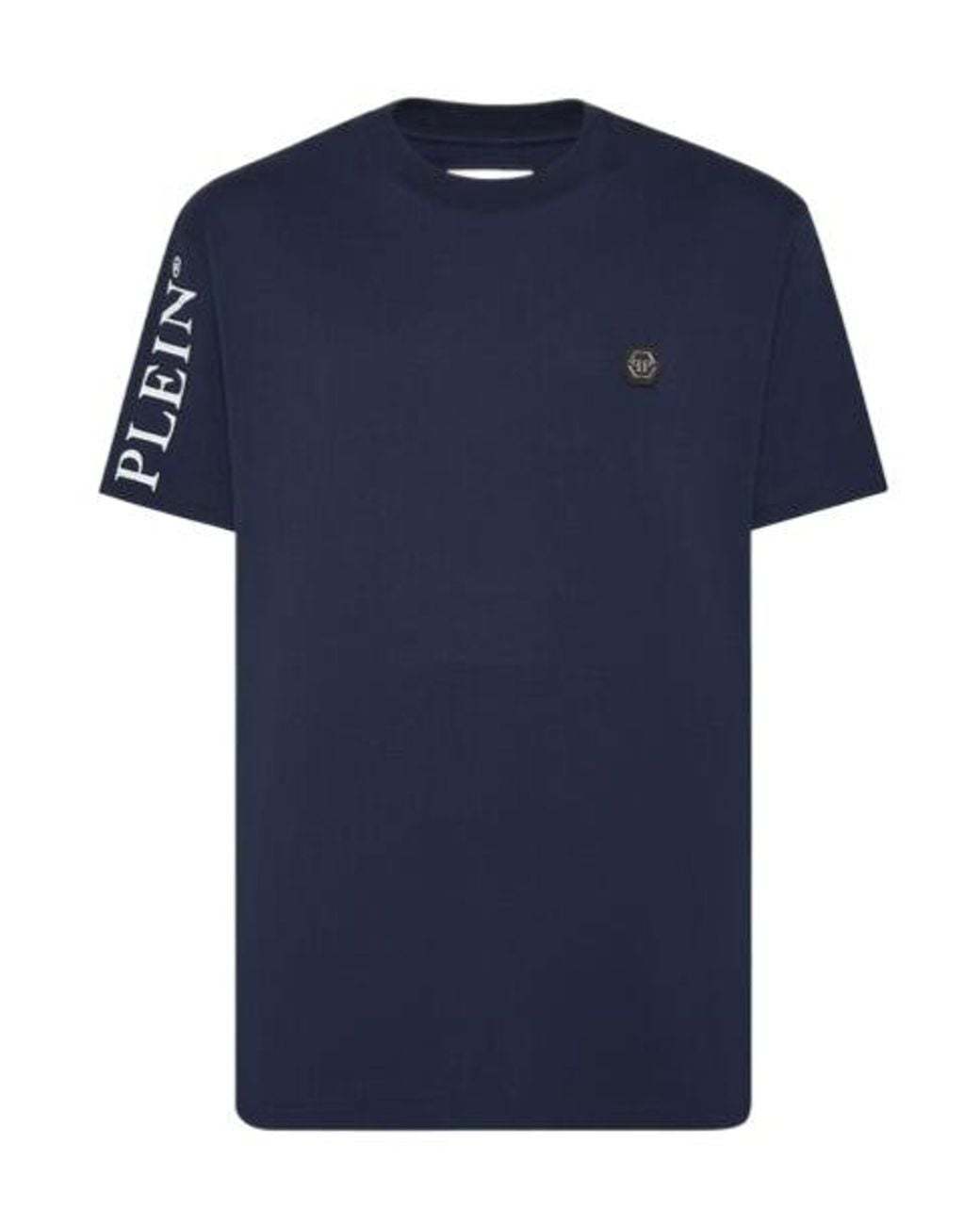 Philipp Plein Blue Logo-Patch Cotton T-Shirt for men