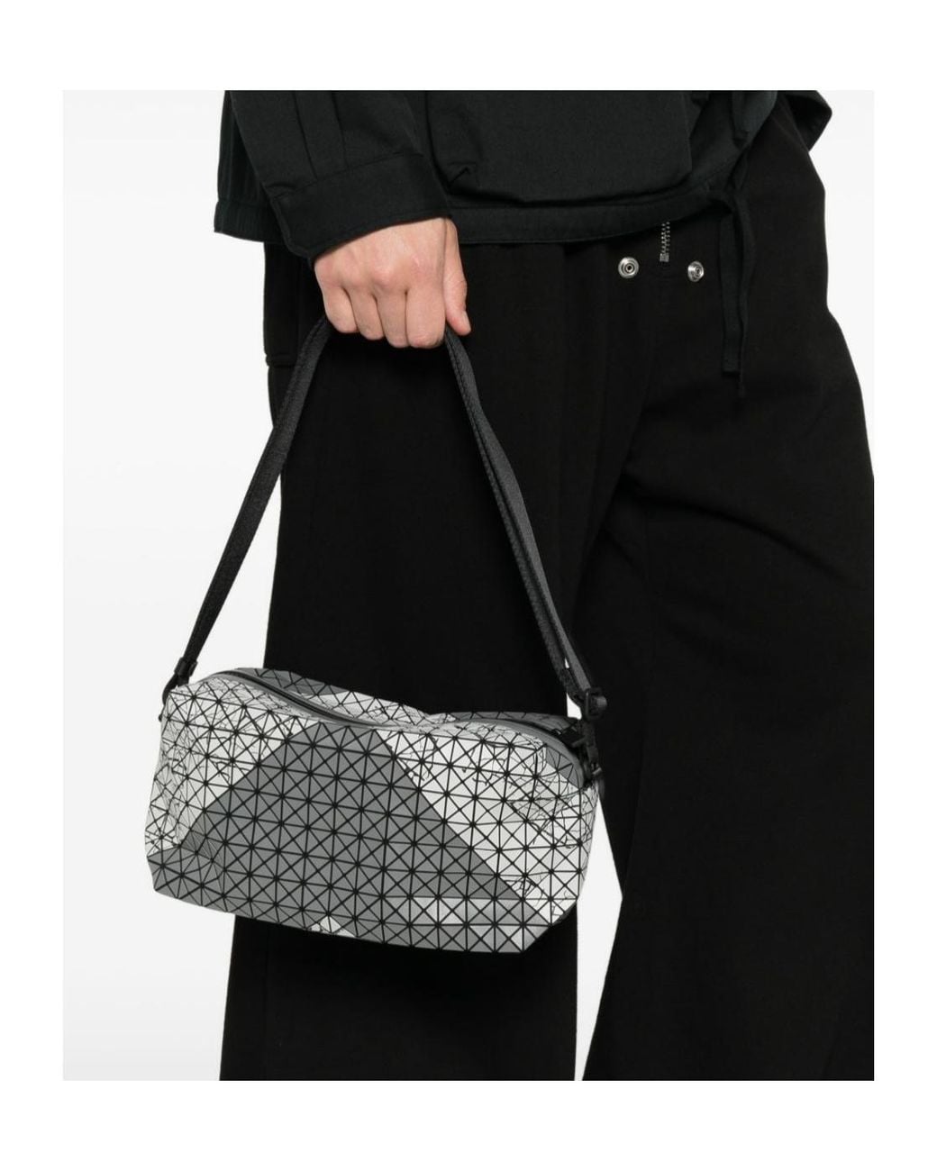 Issey Miyake White Geometric-Patterned Shoulder Bag for men