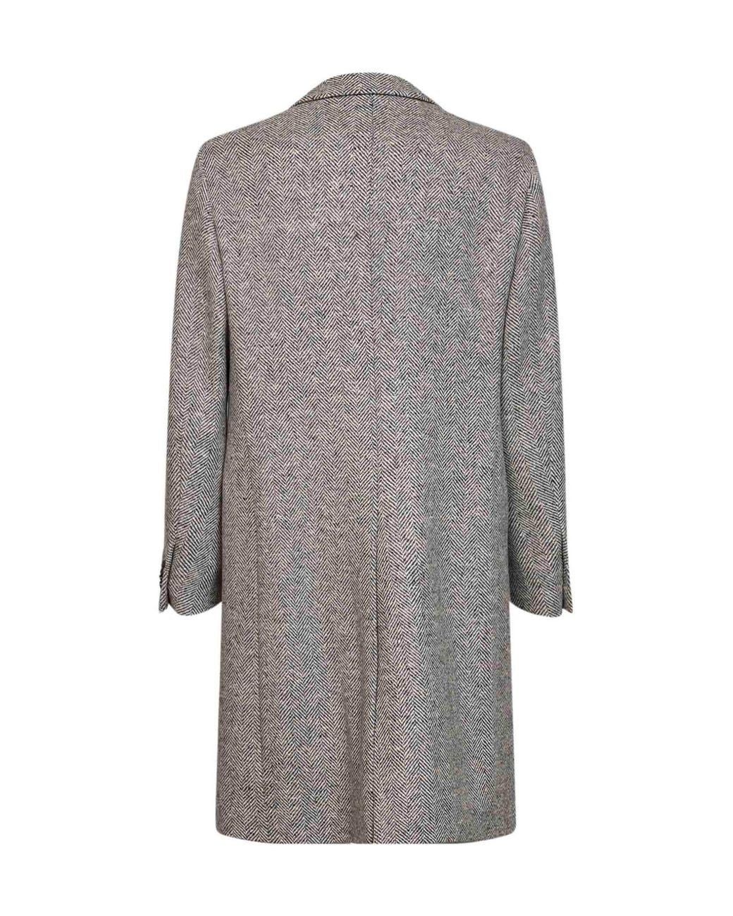 Lardini Gray Herringbone Single-Breasted Coat for men