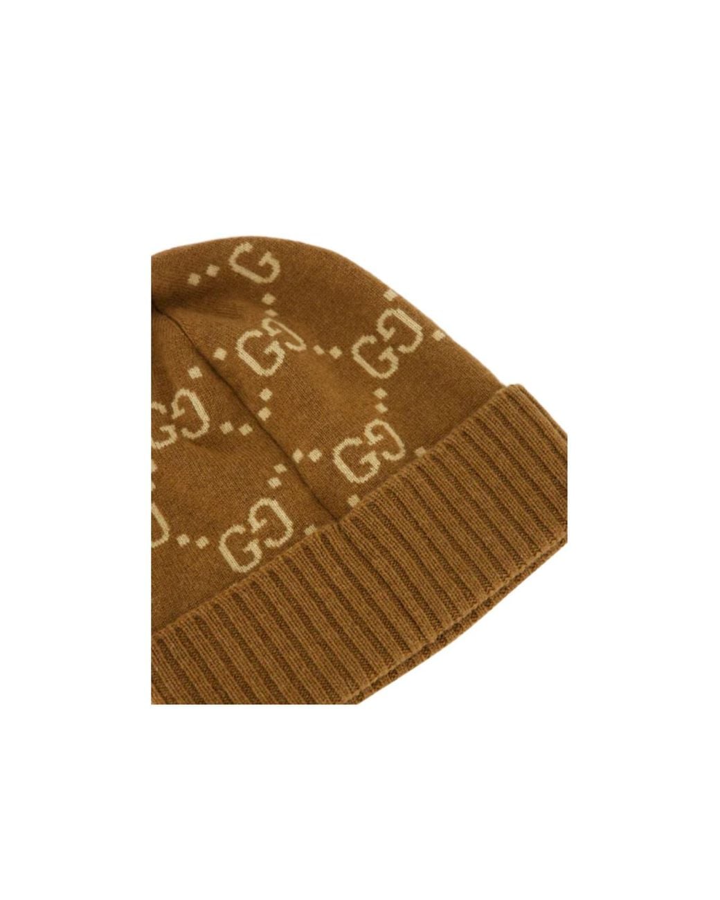 Gucci Brown Gg Jacquard Knit Beanie for men