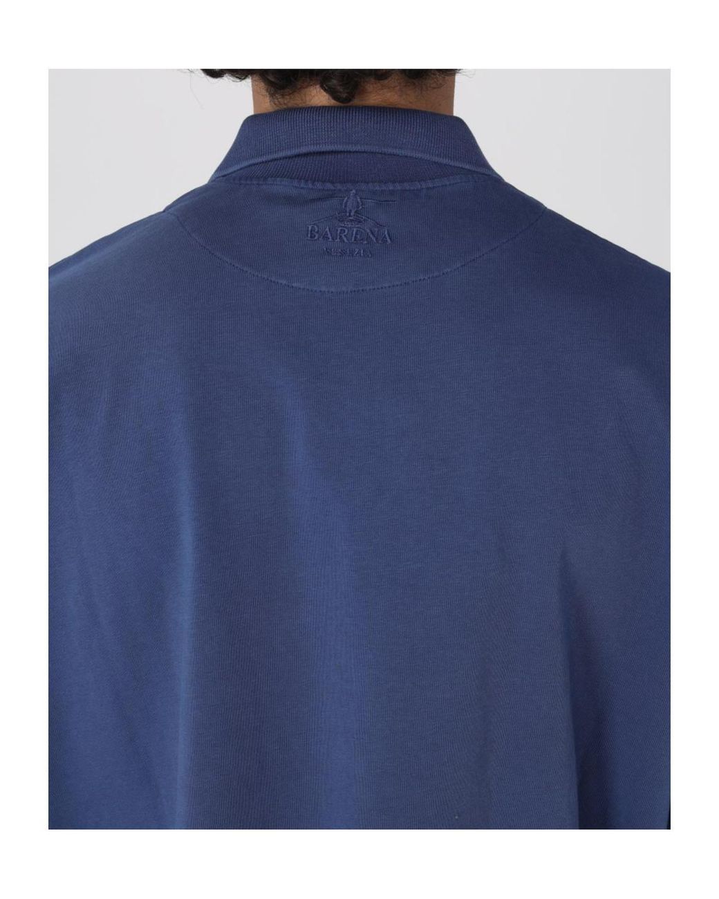 Barena Blue Buttoned Logo Embroidered Polo Shirt for men