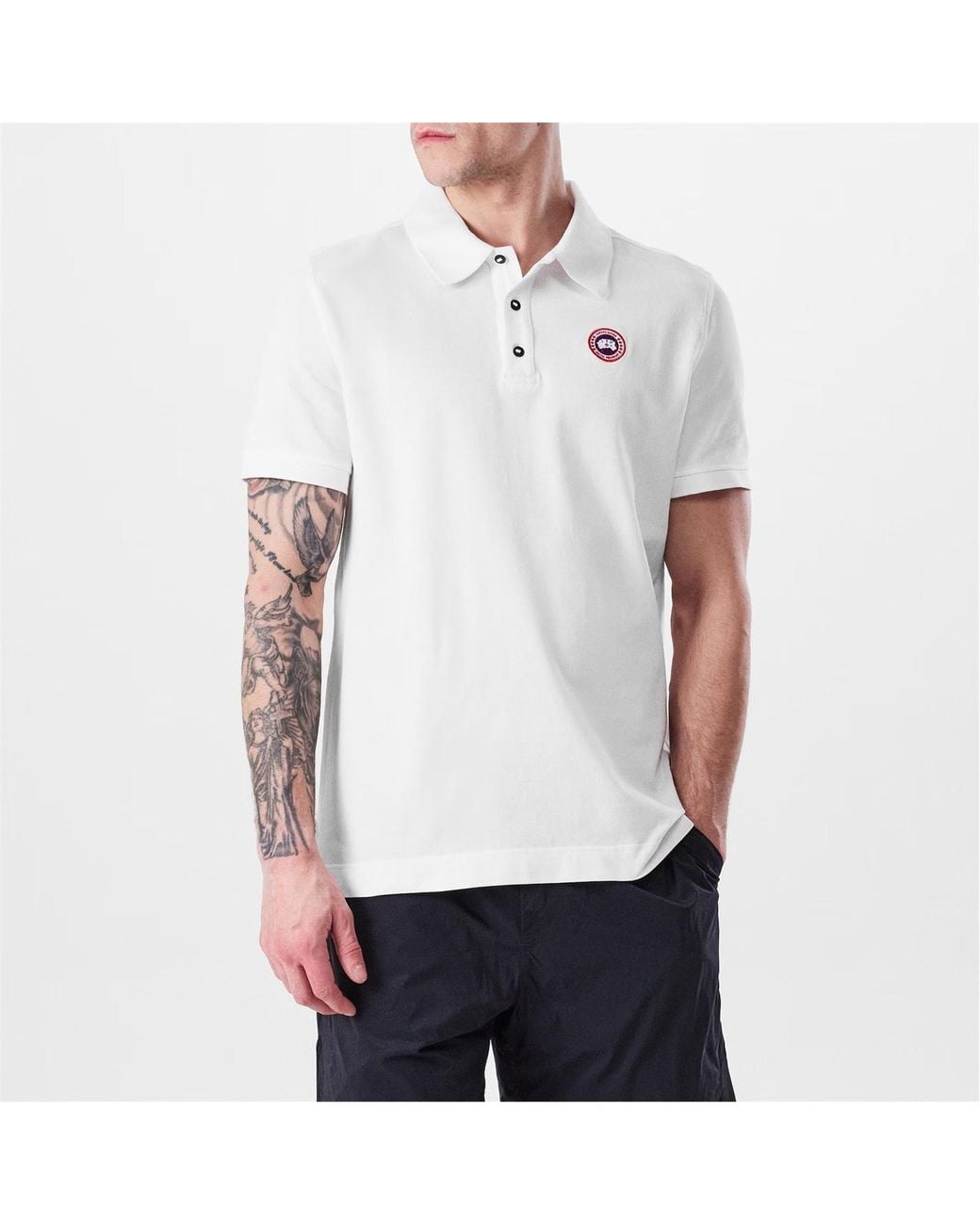 Canada Goose White Logo Crew Neck Polo Shirt for men