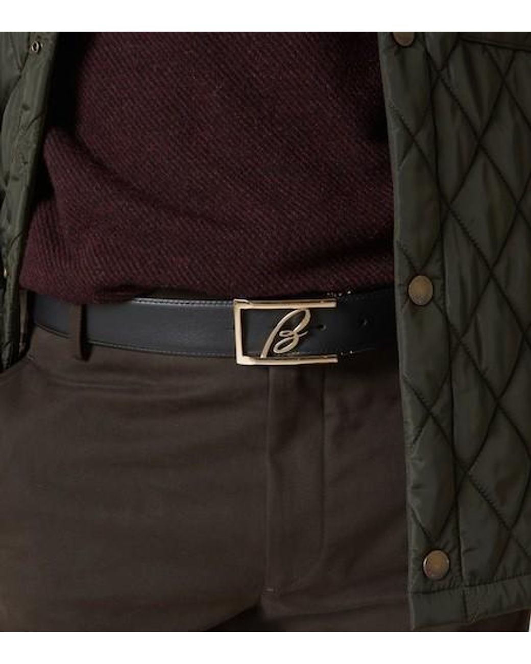 Brioni White Logo Leather Belt for men