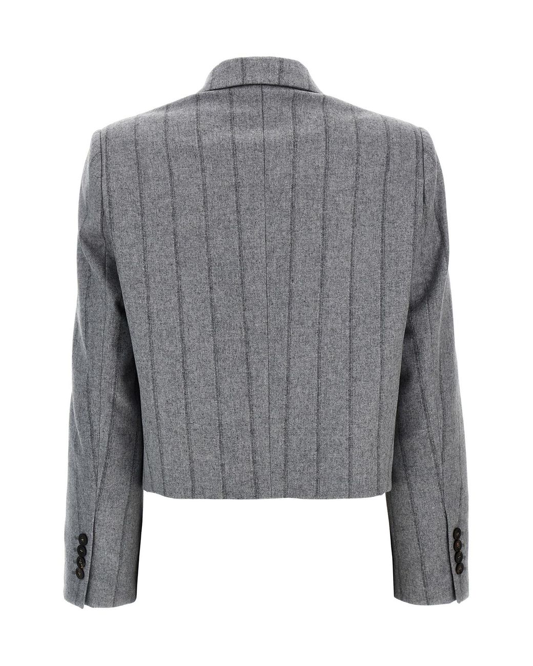 Brunello Cucinelli Blue Striped Cropped Flannel Blazer
