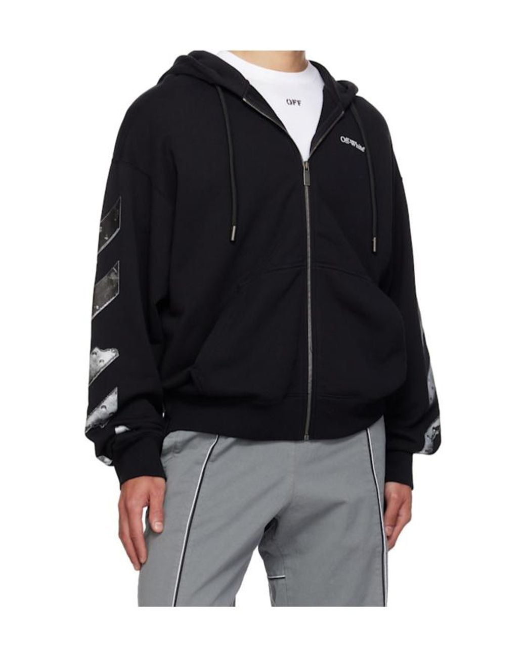 Off-White c/o Virgil Abloh Black Metal-Arrow Zip-Up Hoodie for men