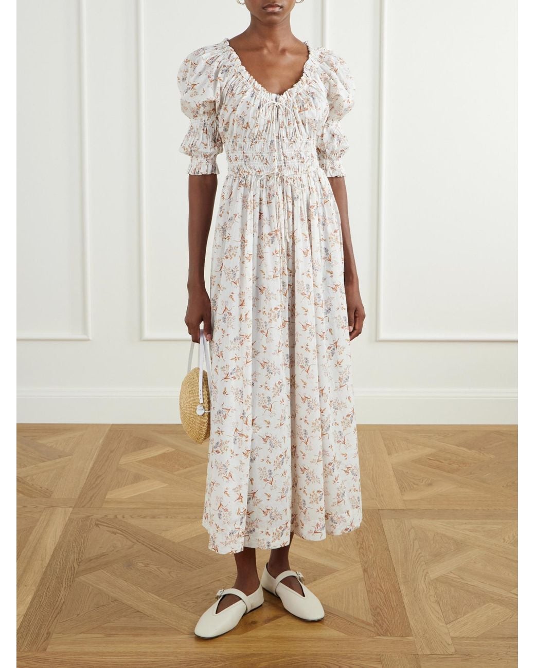 Doen White Flowing Floral Maxi Dress
