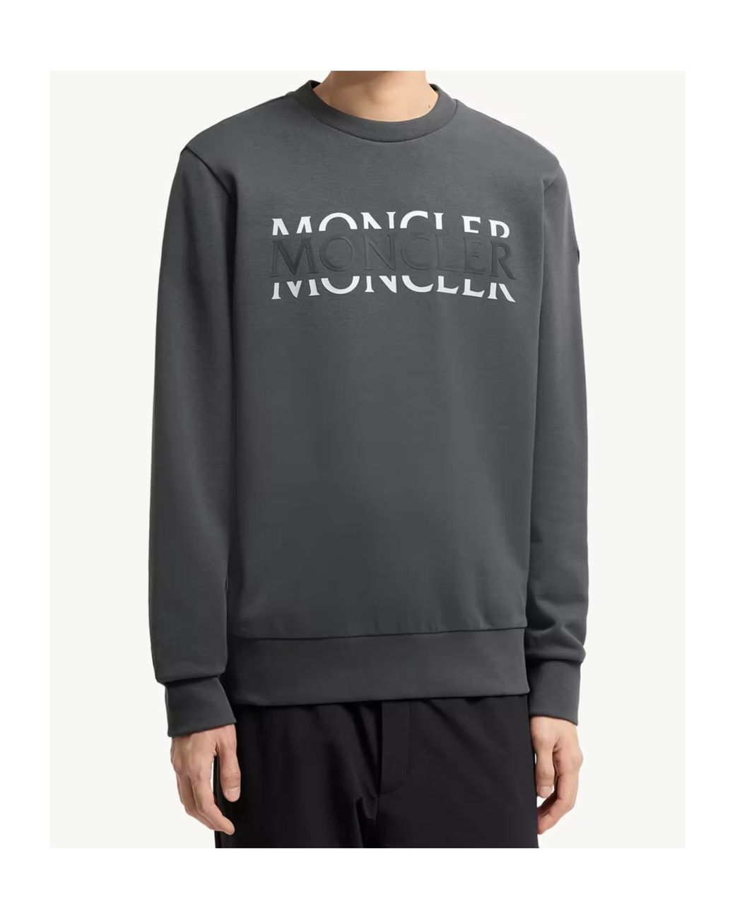 Moncler Black Branded Cotton Sweatshirt for men