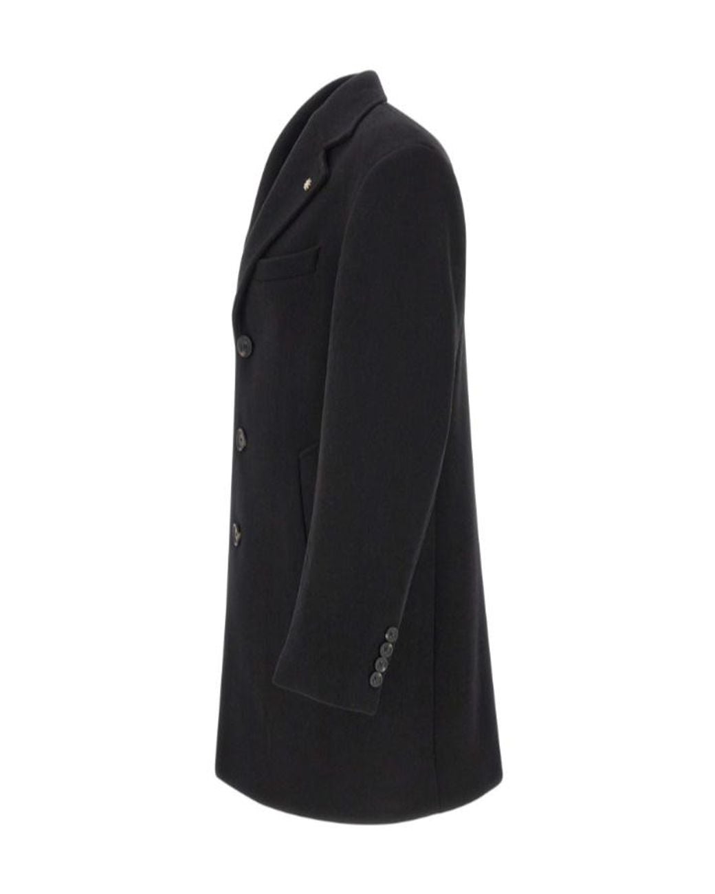 Manuel Ritz Black Single-Breasted Tailored Coat for men