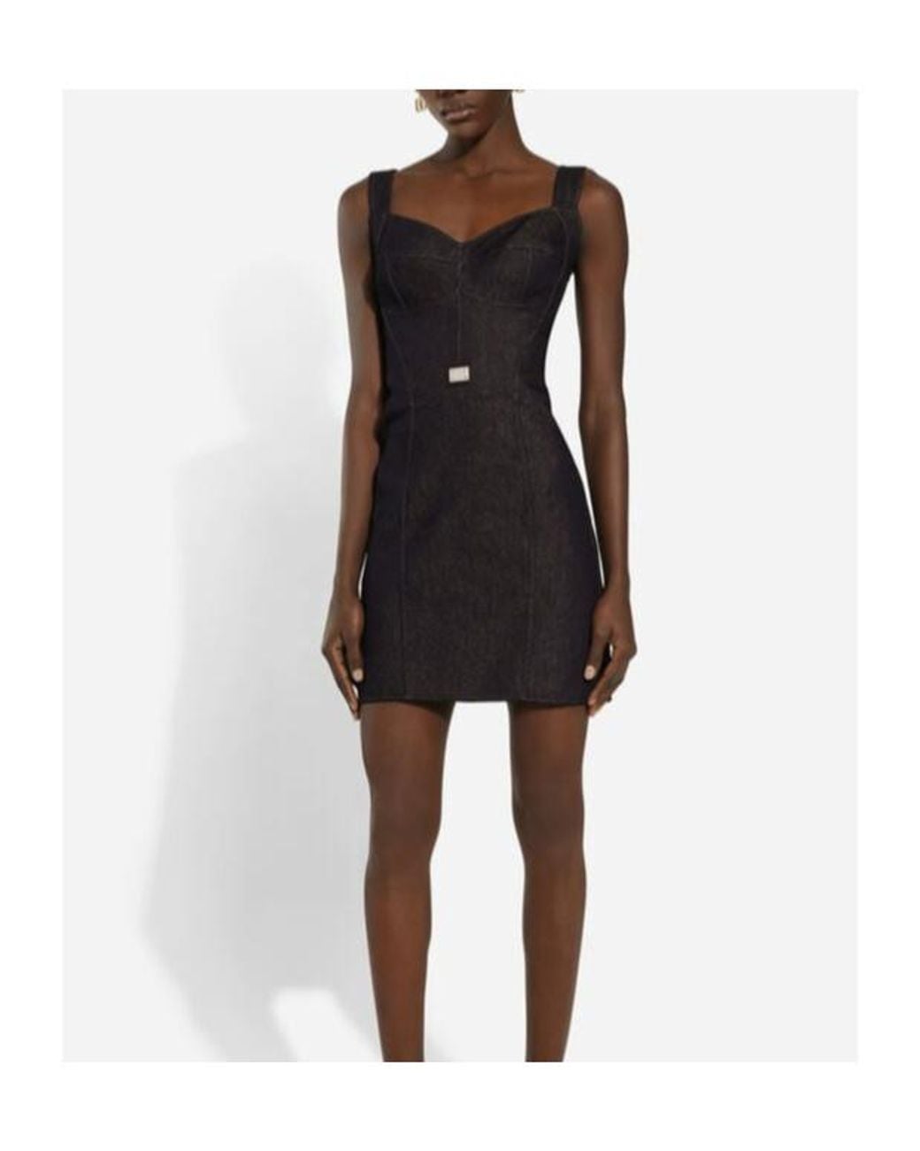Dolce & Gabbana Black Cotton Denim Corset Dress