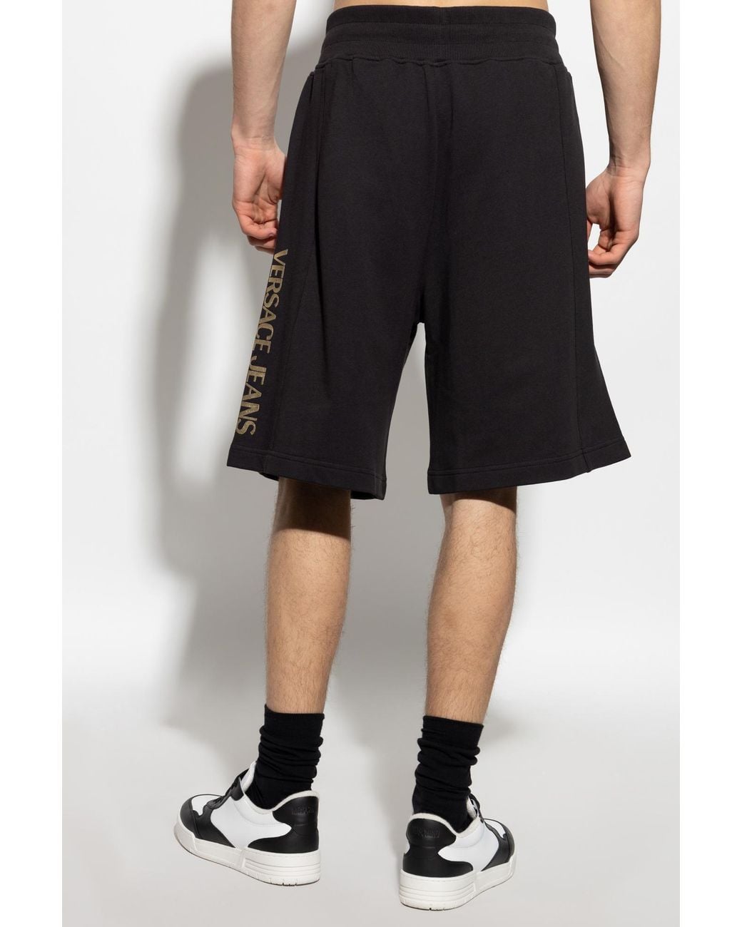 Versace Jeans Black Couture Logo Print Shorts for men