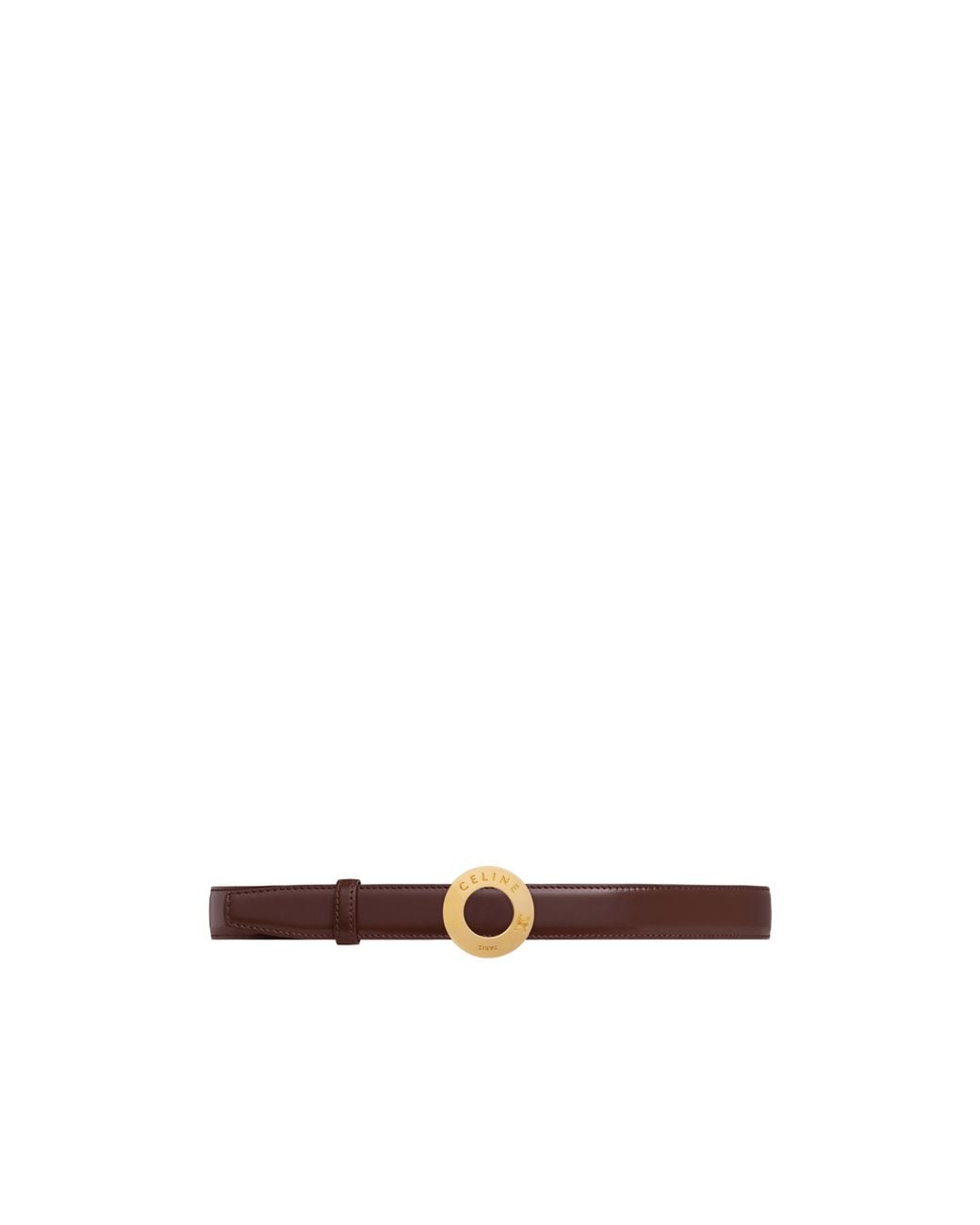 Céline White 25Mm Double-Sided Leather Belt With Disc Buckle