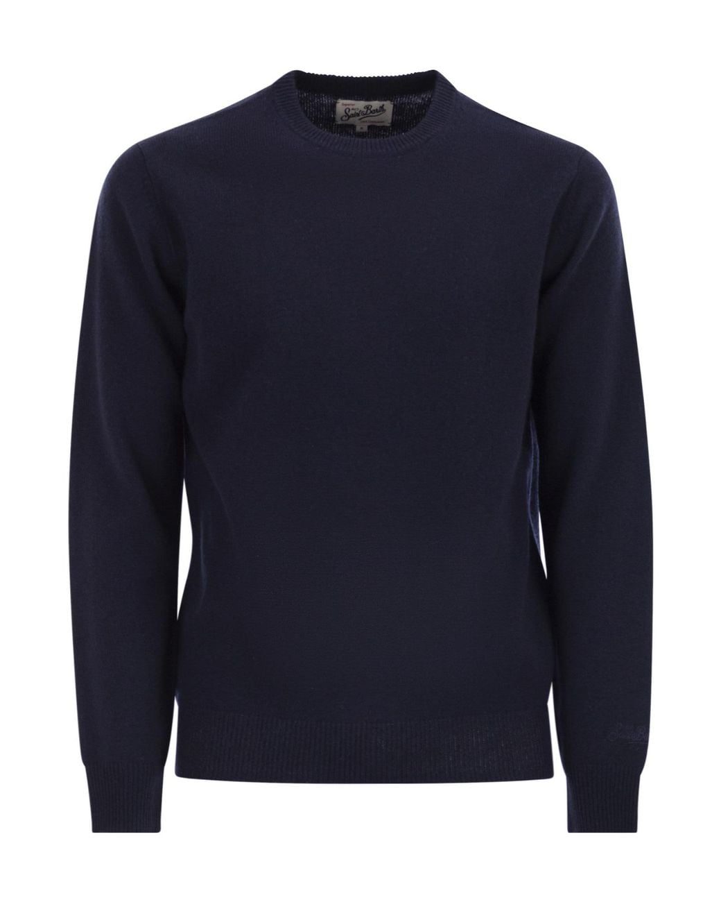 Mc2 Saint Barth Blue Ribbed Crewneck Knitwear for men