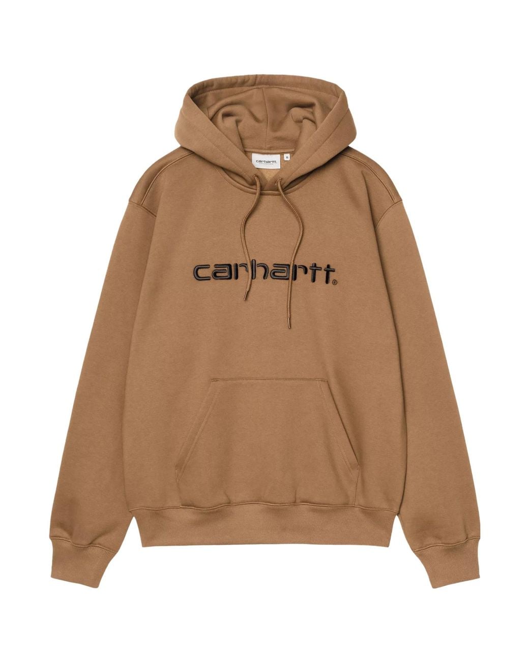 Carhartt Brown Logo Embroidered Drawstring Hoodie for men