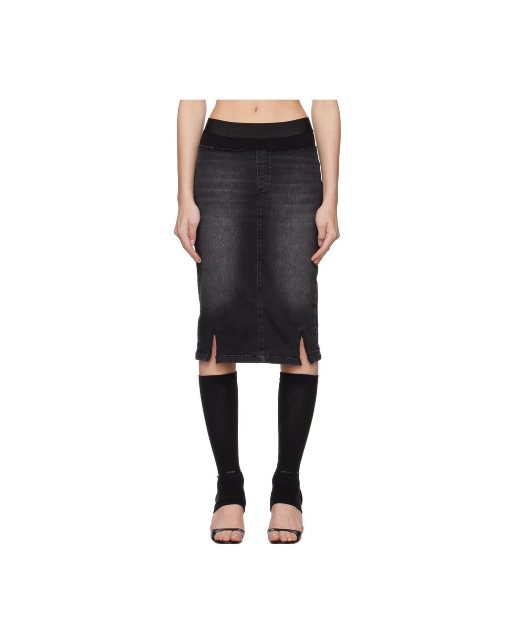 PROTOTYPES Black Waistband Denim Skirt