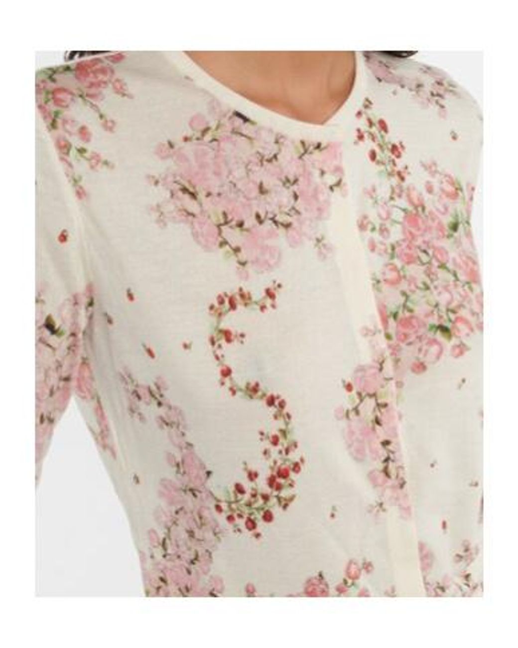 Giambattista Valli Pink Floral Cashmere And Silk Cardigan