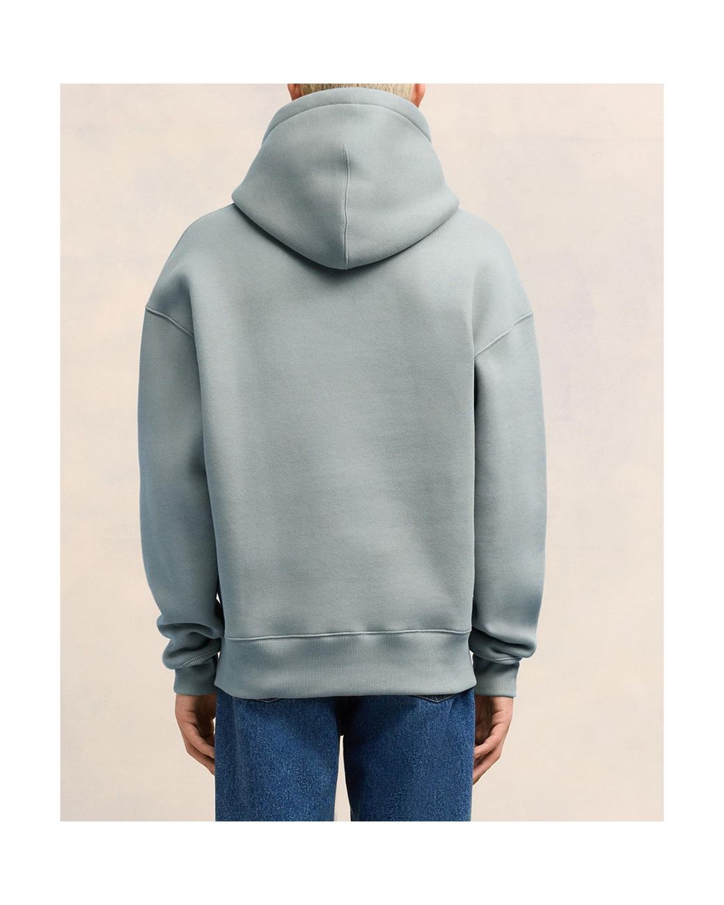 AMI Blue Long-Sleeved Drawstring Hoodie for men
