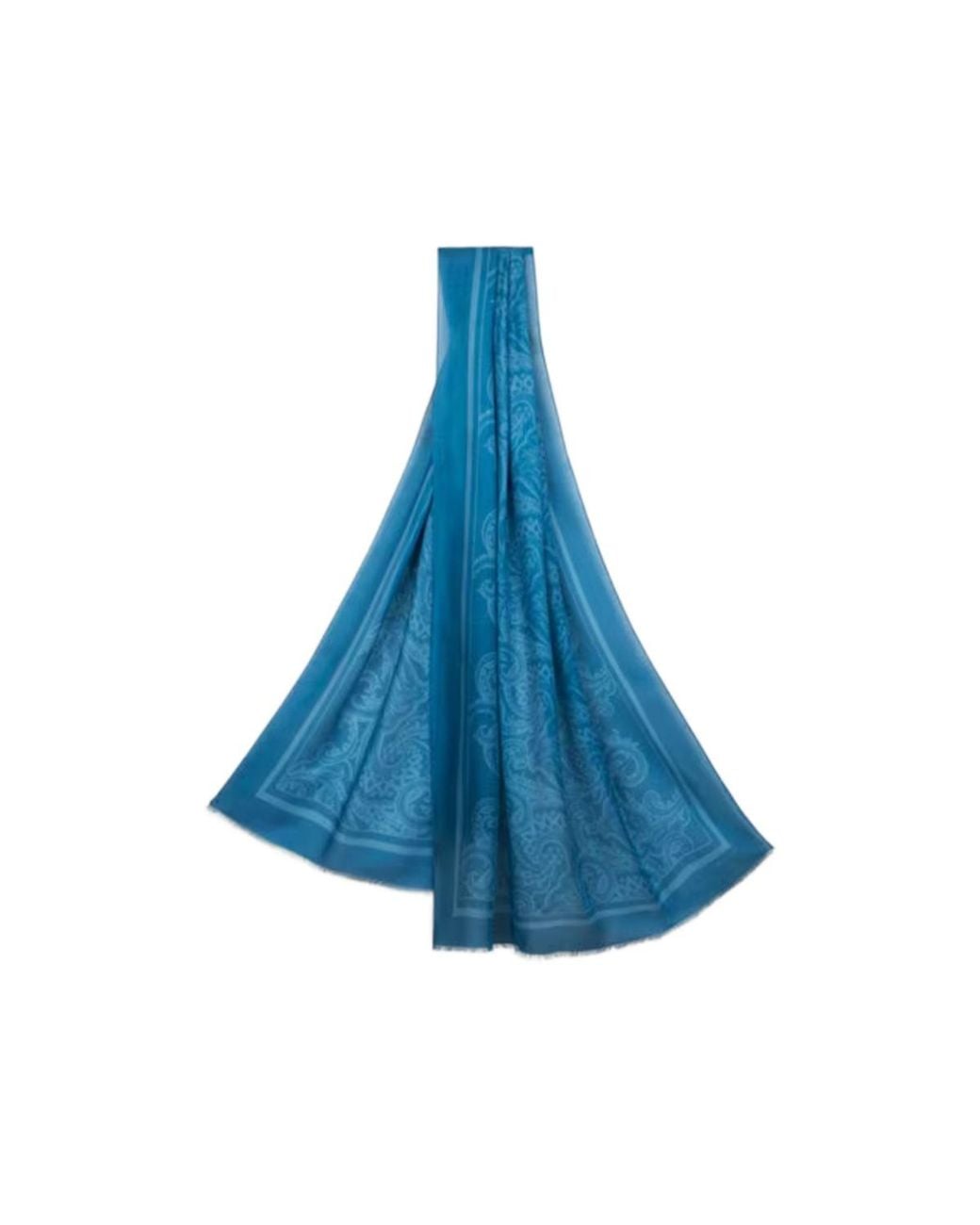 Etro Blue Paisley Cashmere-Blend Scarf for men