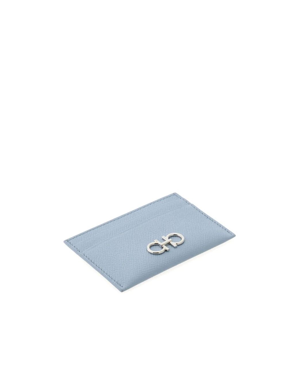 Ferragamo Blue Gancini Leather Card Holder
