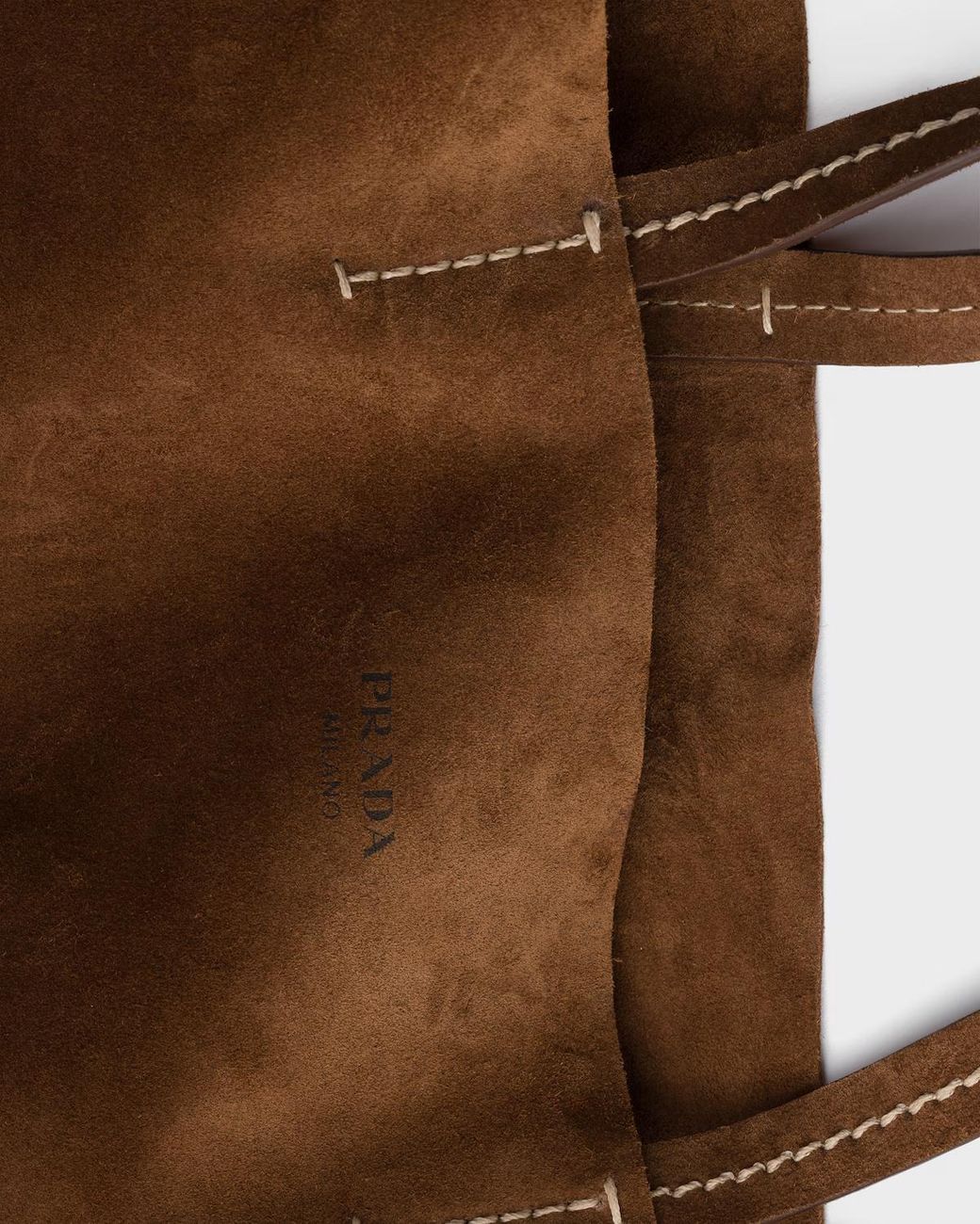 Prada Brown Large Suede And Crochet Tote Bag