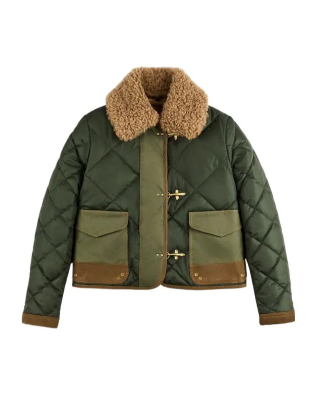 Fay Green Toggle Quilted Jacket