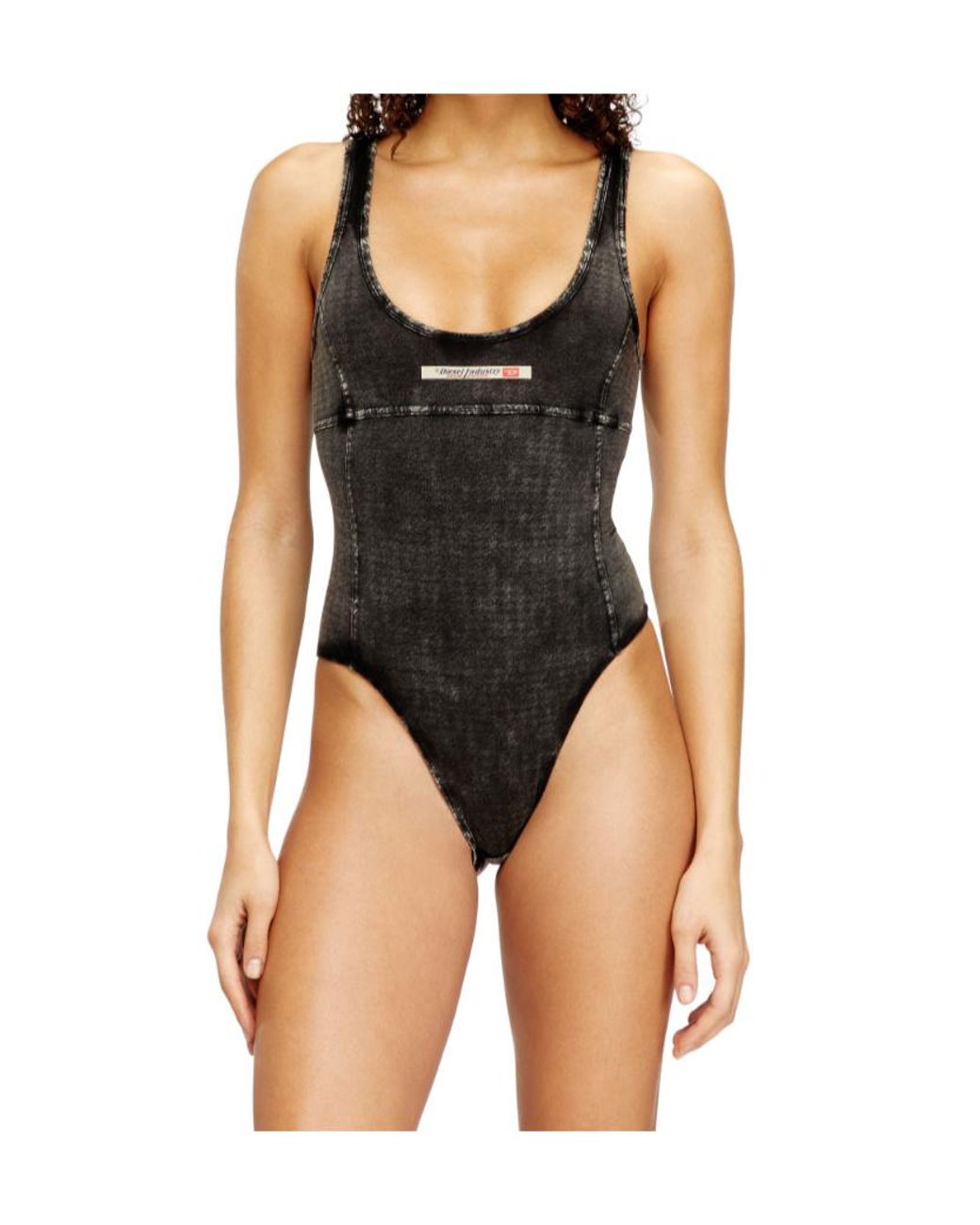 DIESEL Black Phoebe-Dnm Houndstooth Print Bodysuit