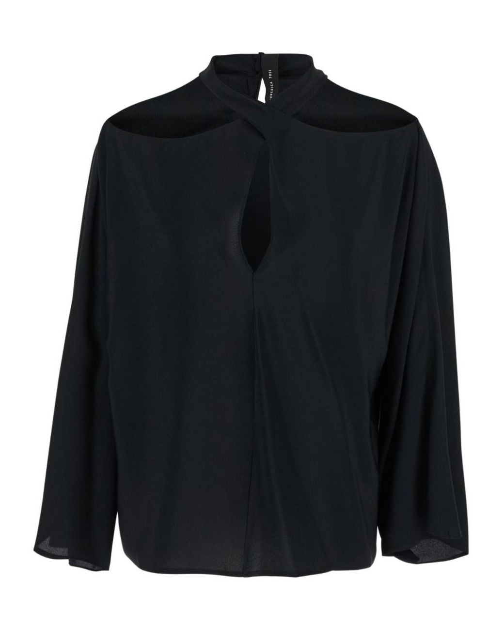 FEDERICA TOSI Black Cut-Out Twisted Blouse
