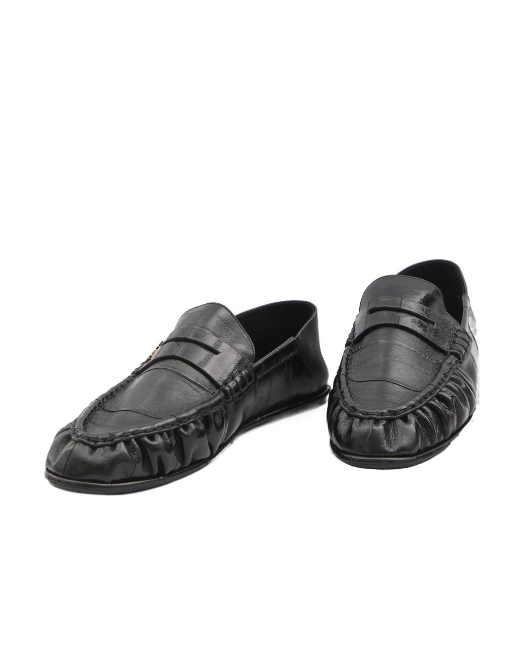 Saint Laurent Black Logo Plaque Slip-On Loafers for men