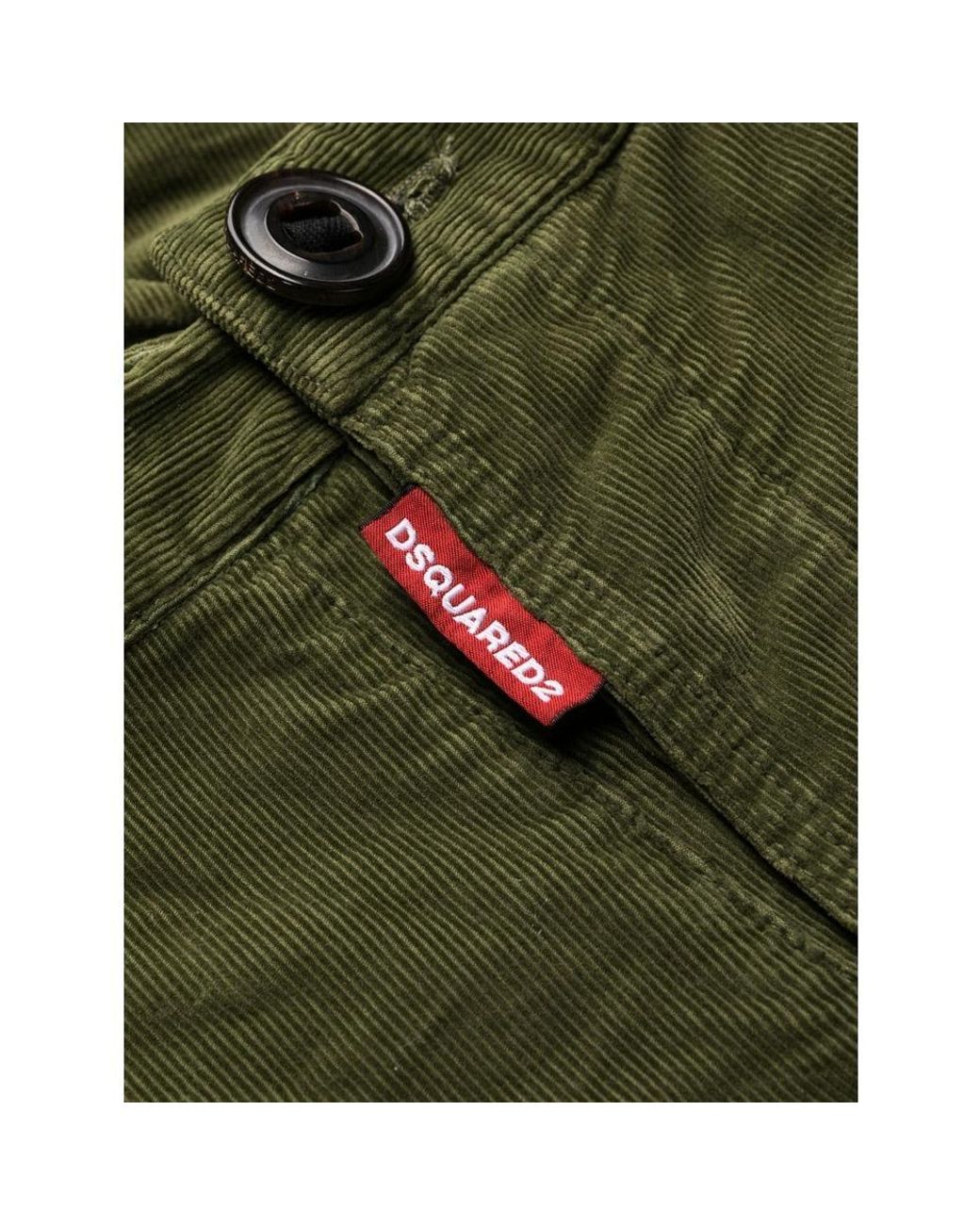 DSquared² Green Gathered-Detail Corduroy Trousers