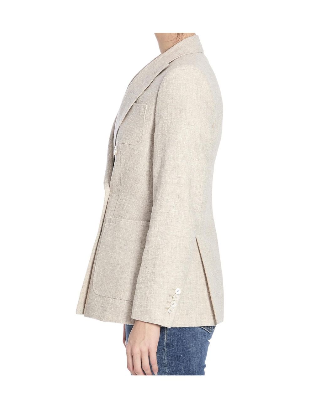 Max Mara Natural Targa Double-Breasted Long-Sleeved Jacket