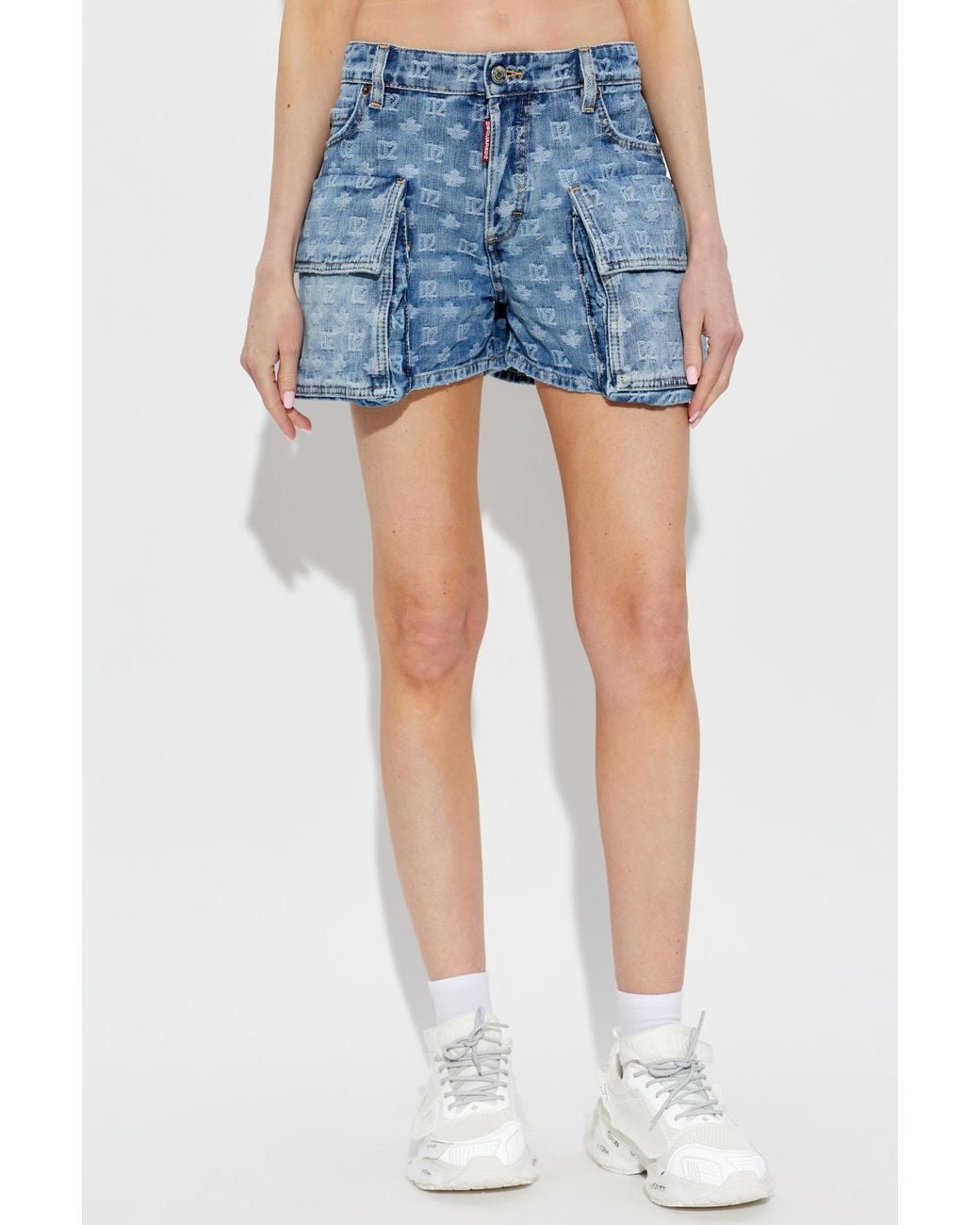 DSquared² Blue Light Wash Cargo Shorts