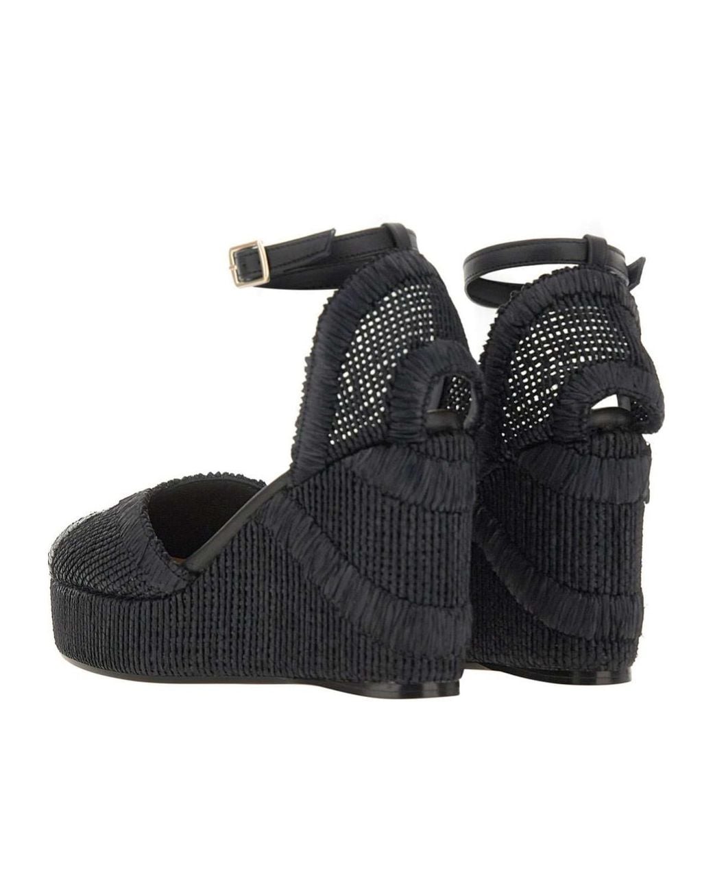 Castaner Black Charmie Ankle-Strap Platform Espadrilles