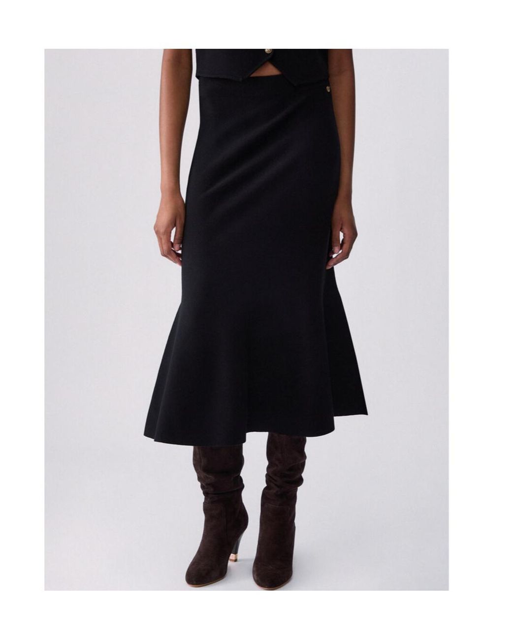 Liu Jo Black Knit Midi Skirt