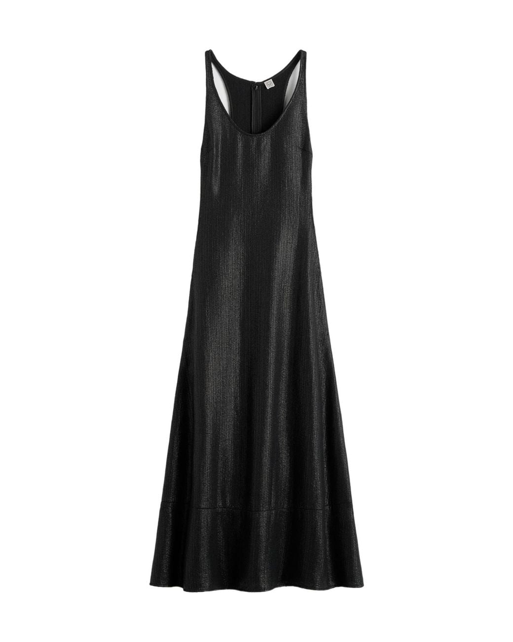 Totême Black Sculpted Shimmering Cotton Midi Tank Dress