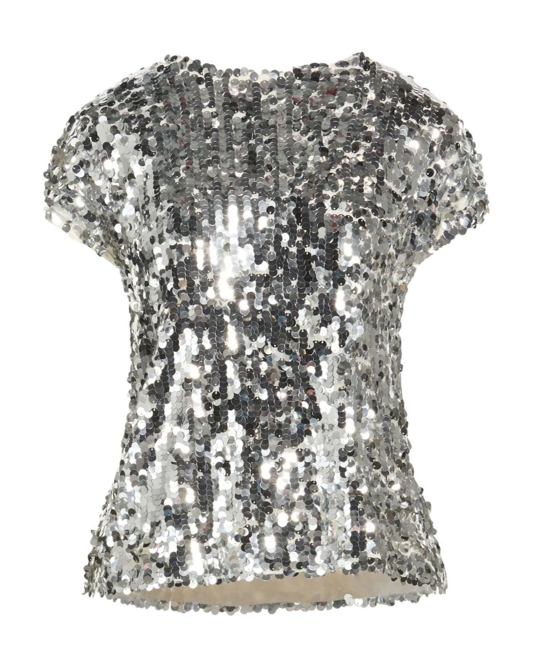 Dolce & Gabbana Metallic Stylish Solid-Colored Mesh Sequin T-Shirt