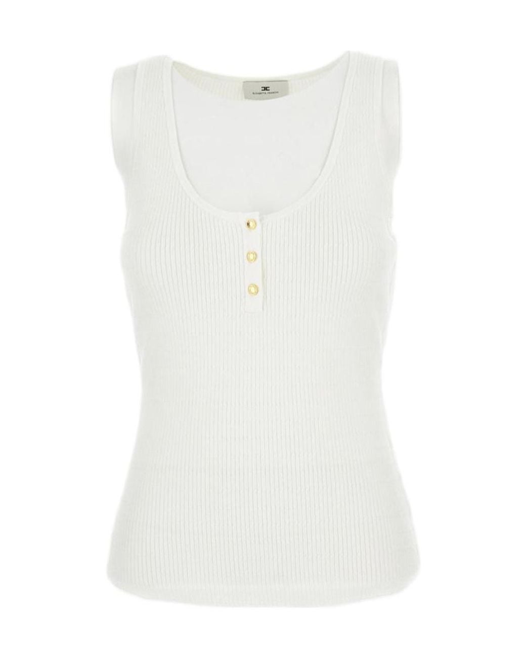 Elisabetta Franchi White Micro-Braided Knit Top
