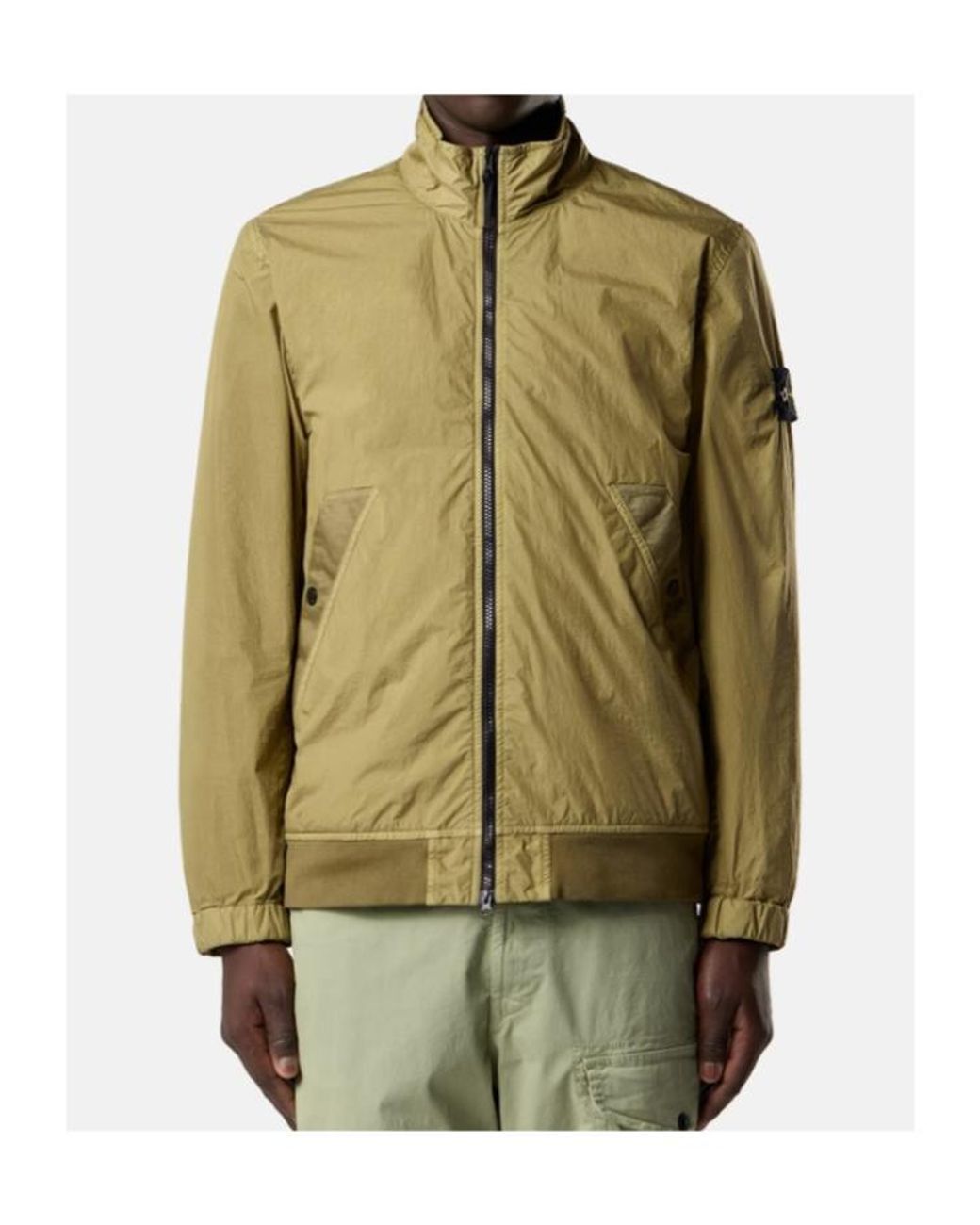 Stone Island Green Stand Collar Jacket With Wind Resistance And Anti-Drop for men