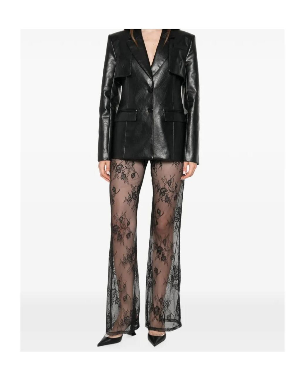 Patrizia Pepe Black Lace Flared Casual Trousers