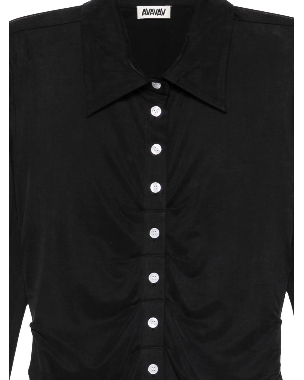 AVAVAV Black Draped Button-Up Top