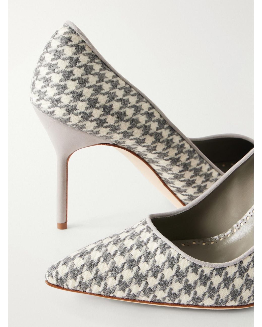 Manolo Blahnik White Pleated Wool High Heels