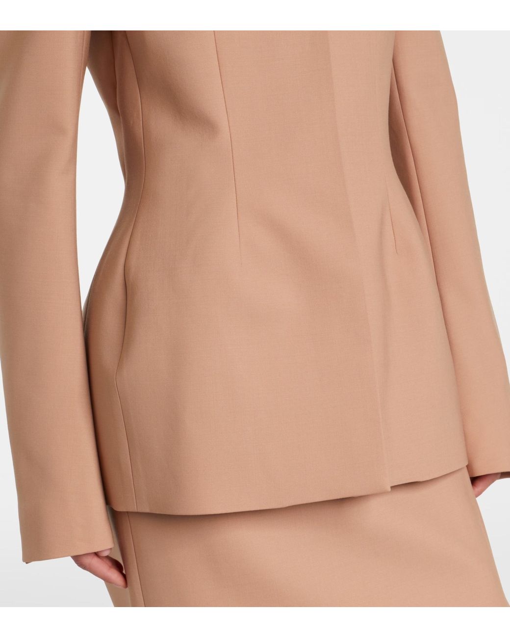 Mugler Brown Crew Neck Suit Jacket