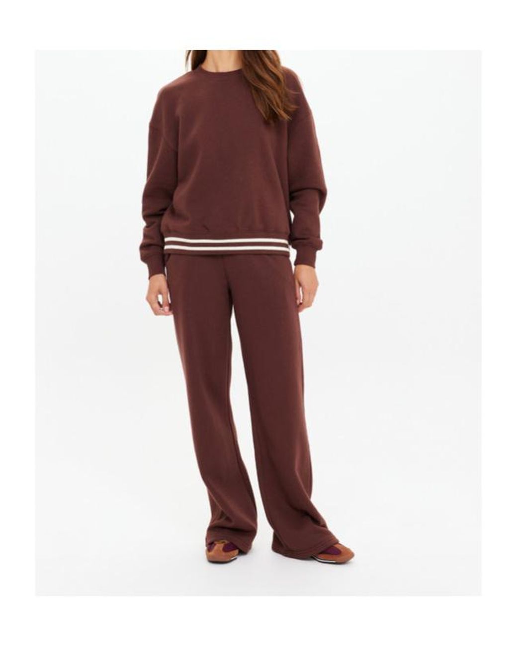 The Upside Red Toluca Striped Hem Sweatshirt