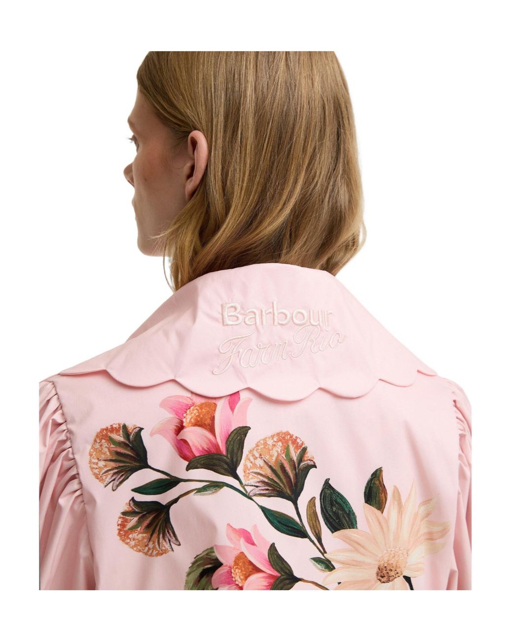 Barbour Pink X Farm Rio Bromelia Showerproof Trench Coat
