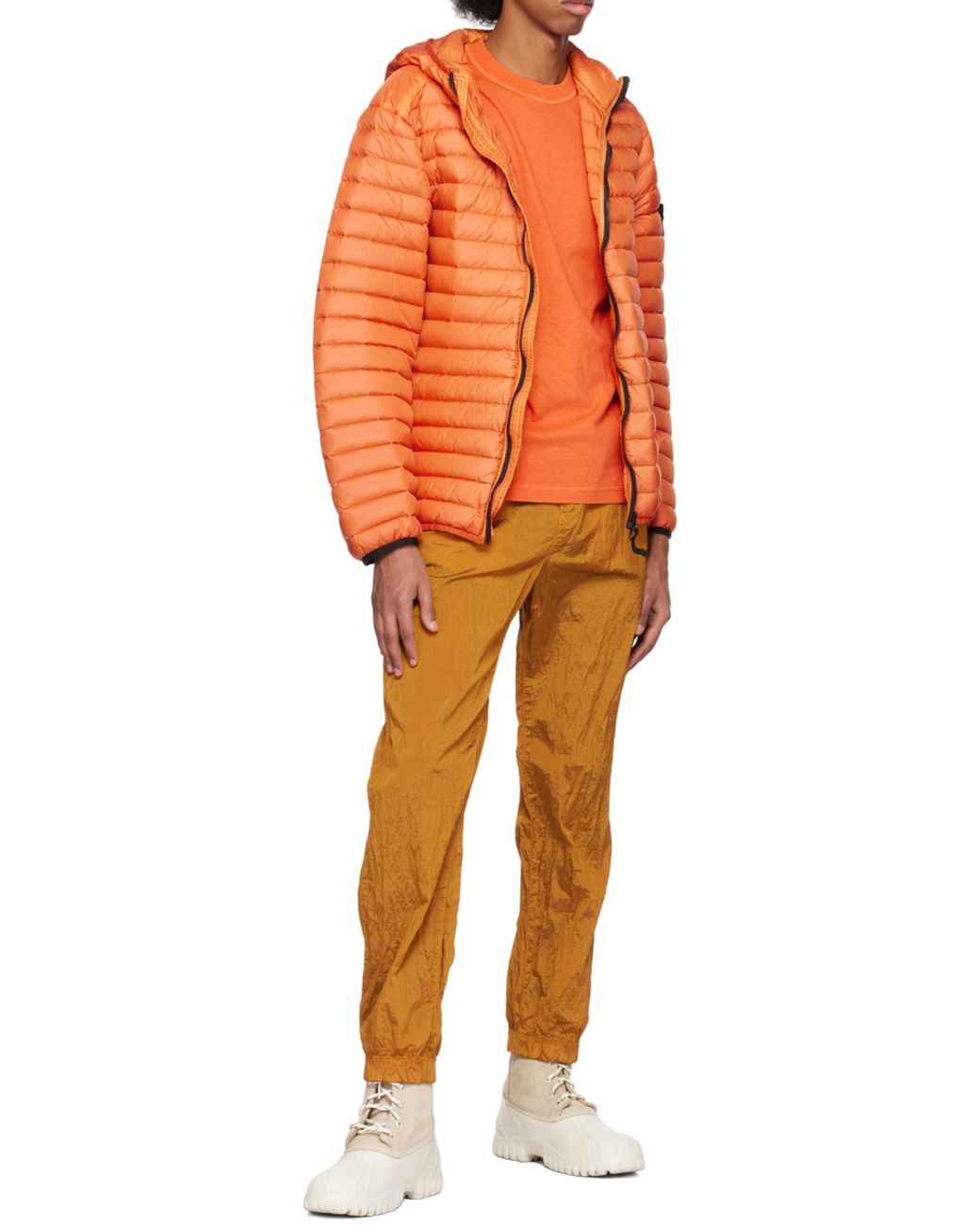 Stone Island Orange Logo Patch Crewneck T-Shirt for men