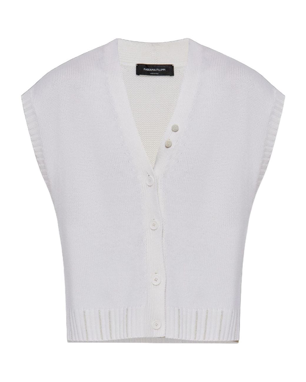 Fabiana Filippi White V-Neck Knitted Cardigan