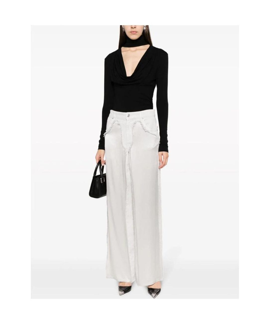 Blumarine White Frayed-Edge Jeans