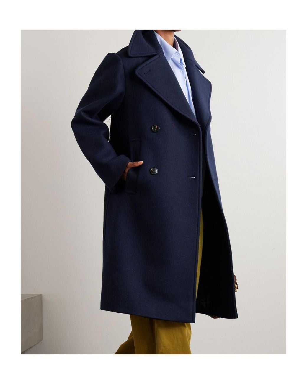 Dries Van Noten Blue Double-Breasted Tailored Coat